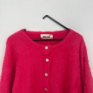 Maronie Women's Fuzzy Pink Cardigan Sweater
